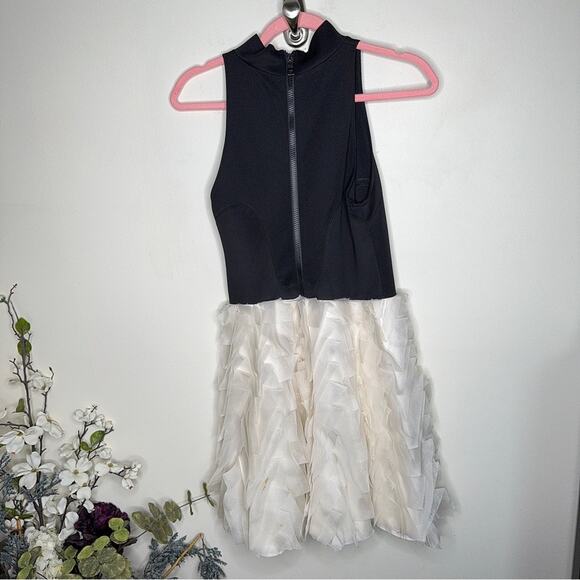 ANTHROPOLOGIE x SACHIN + BABI NOIR Tuxedo Silk Dress Black Ruffle Sz 8 {3A48} - Picture 5 of 7